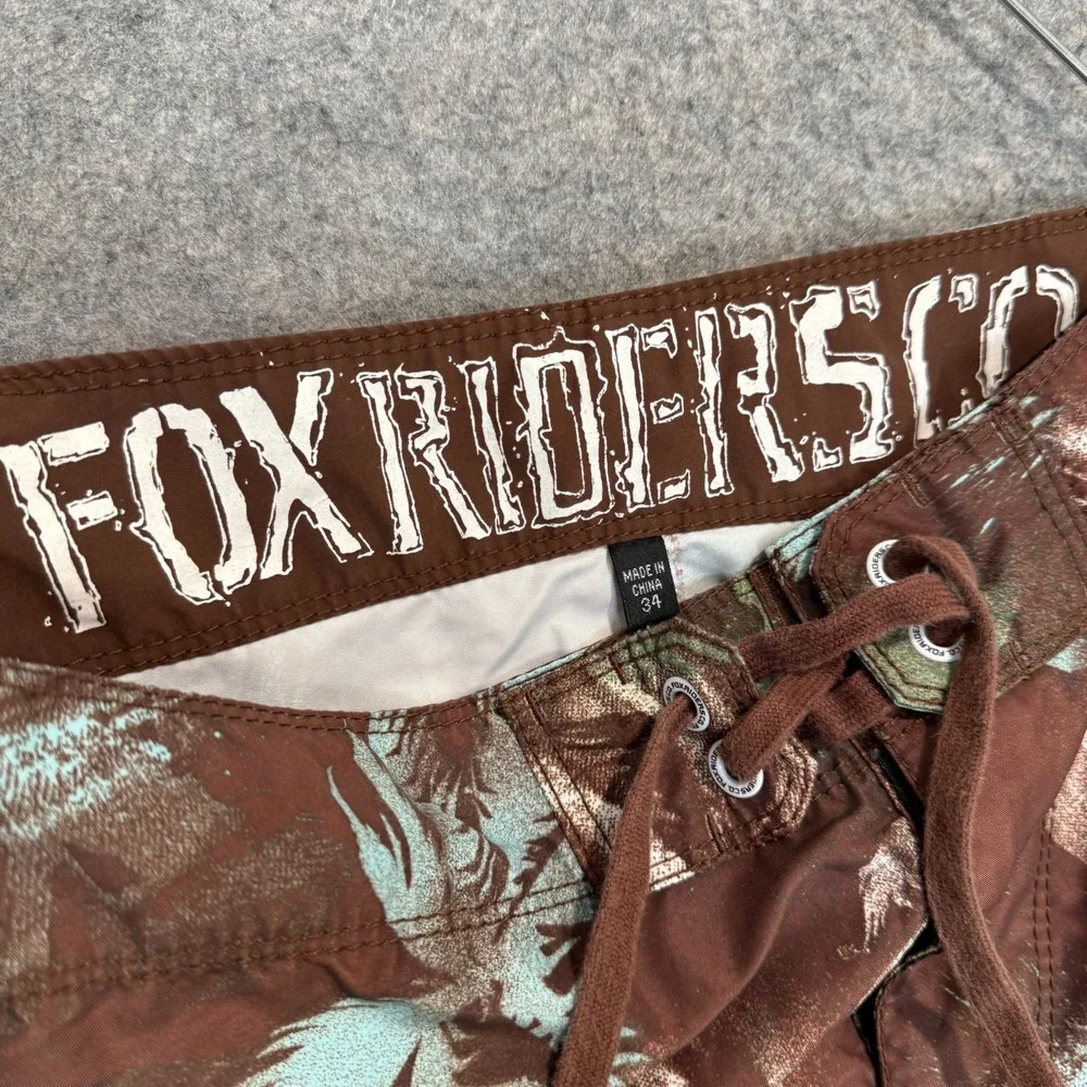 Fox Sports Board Swim Shorts Mens 34 Comb Pocket Floral Unlined Surf‎ Brown